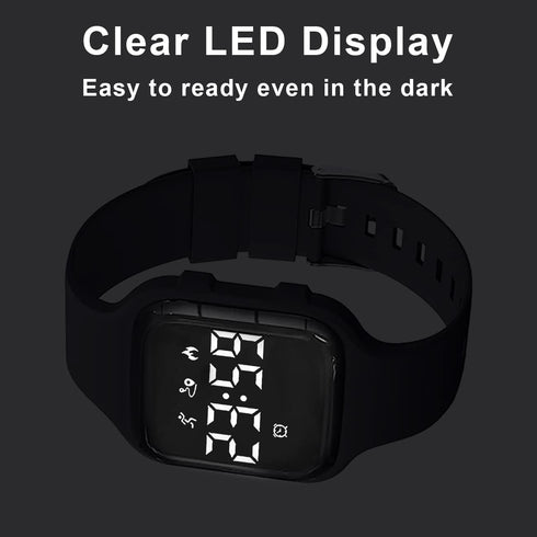 Fitness Pedometer Watch for Boys Girls, Kids Fitness Tracker Without App/Bluetooth/Phone, Rechargeable Kids Watch, LED Sports Watch with Alarm Clo...